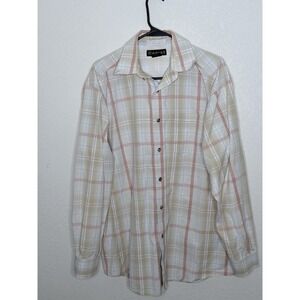 Ariat Western Button Down Shirt Mens Size L Red Tan Plaid Long Sleeves Y2k